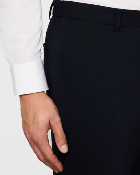 Hugo Boss Mens Regular Fit Genius Dress Pants Pants 38 x 33 Blue Solid Stretch