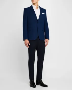 Hugo Boss Mens Regular Fit Genius Dress Pants Pants 38 x 33 Blue Solid Stretch