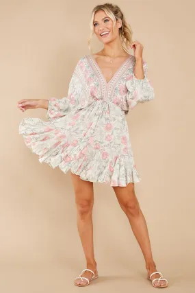 Invest In Love Ivory Floral Print Dress
