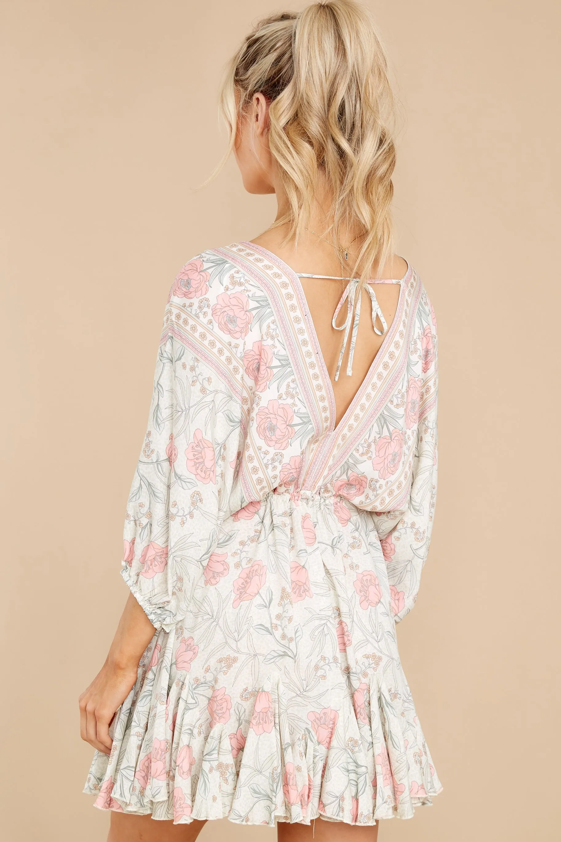 Invest In Love Ivory Floral Print Dress
