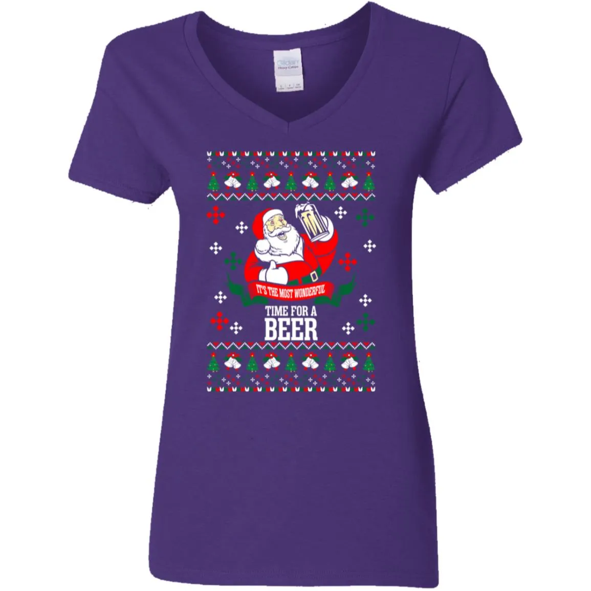 It's The Most Wonderful Time For A Beer Ugly Christmas Women V-Neck T-Shirt