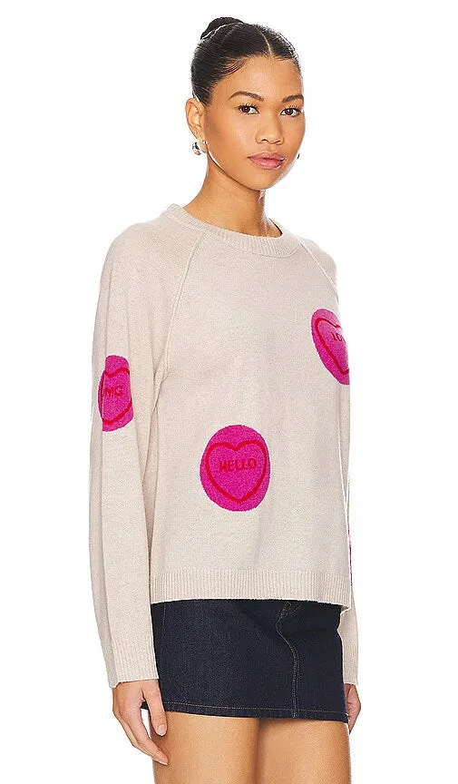 JUMPER 1234 All Over Love Hearts Sweater in Beige