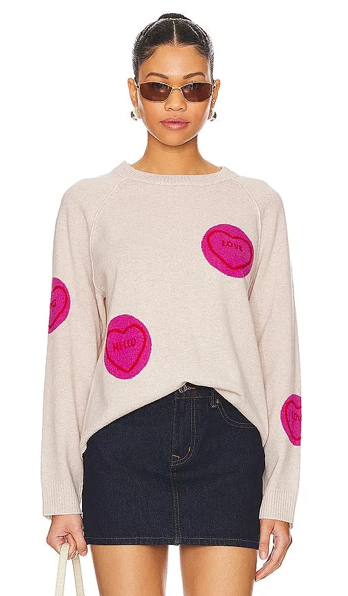 JUMPER 1234 All Over Love Hearts Sweater in Beige