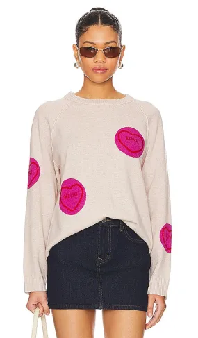 JUMPER 1234 All Over Love Hearts Sweater in Beige