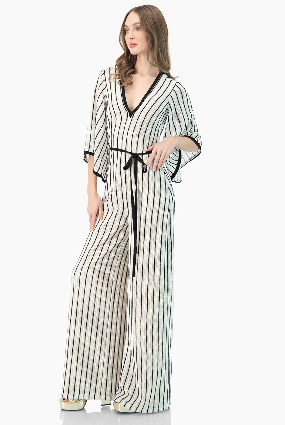 Jumpsuit amplio tejido escote en V