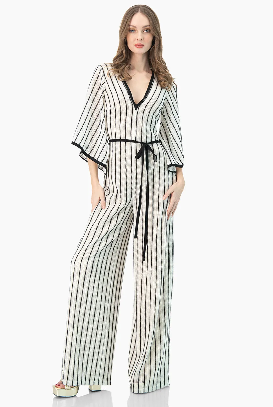 Jumpsuit amplio tejido escote en V