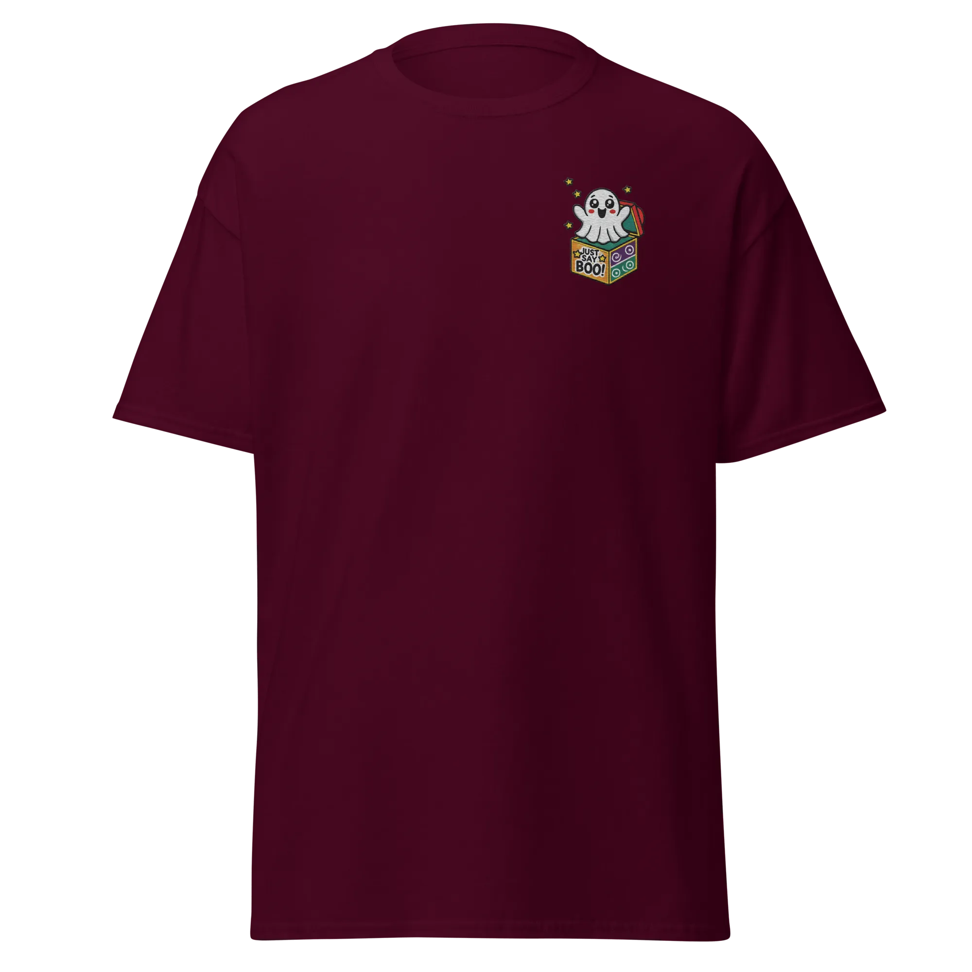 Just Say Boo - Halloween T-Shirt - Cute Ghost Halloween T-Shirt