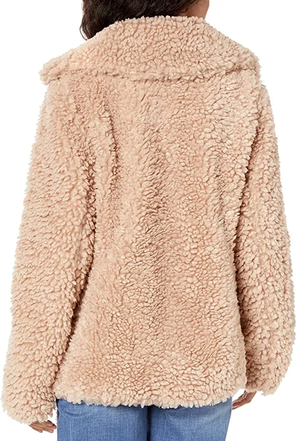 Kensie Women's	Faux Fur Cropped A Line Teddy Reversible Coat  Color Nude Size 2XL
