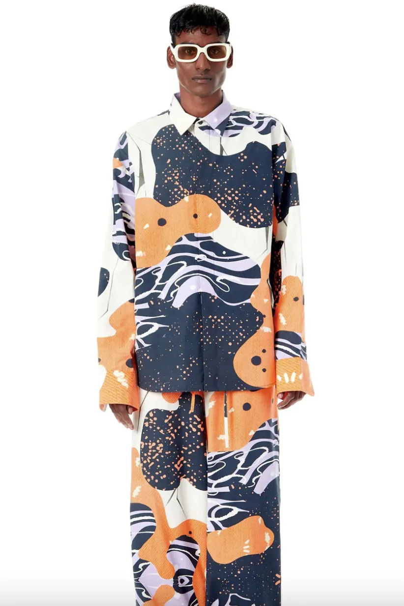 KGL - Molten Goop Shirt: Orange & Navy Multi