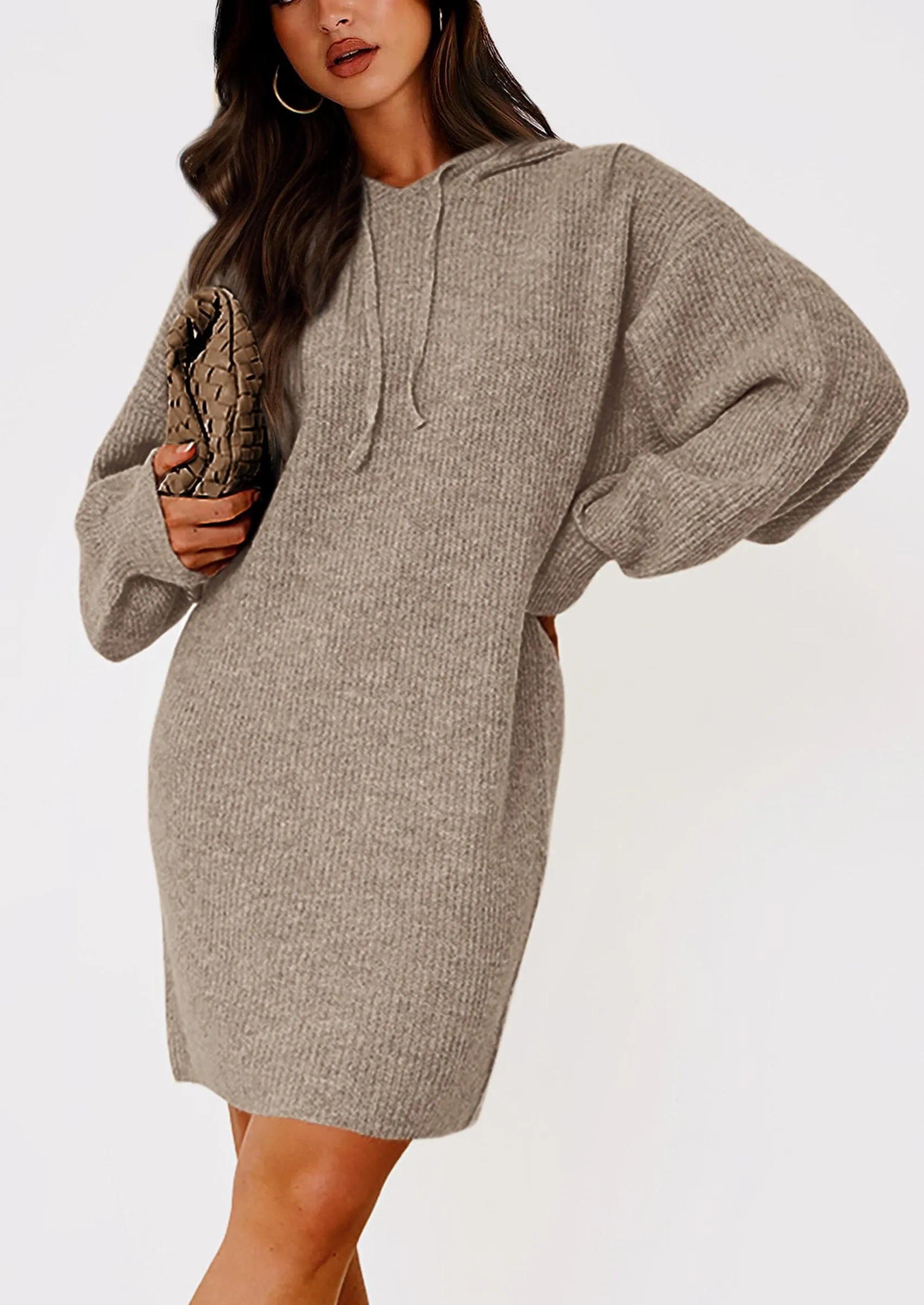 Knit Pullover Long Sleeve Hoodie Sweater Dress