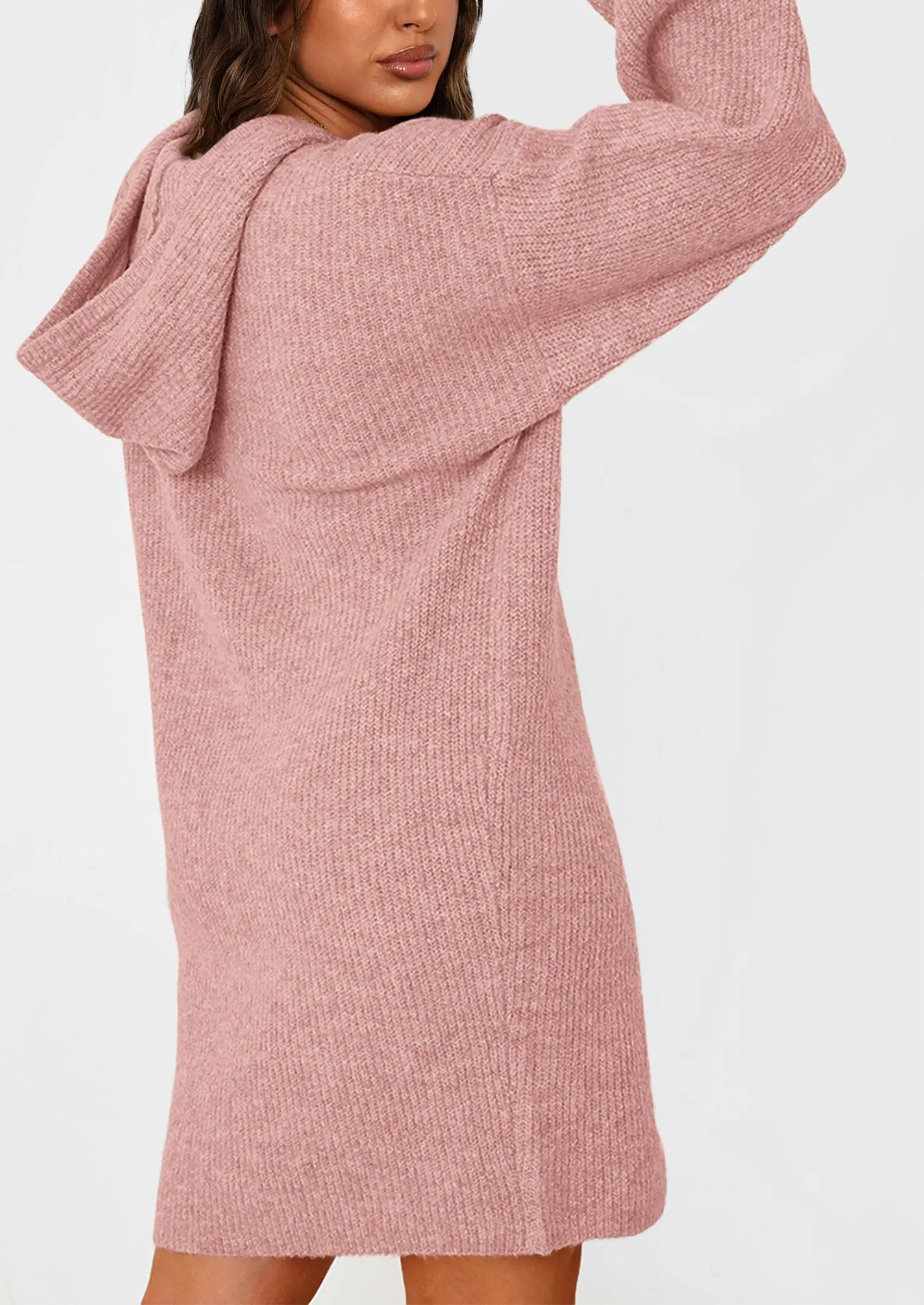 Knit Pullover Long Sleeve Hoodie Sweater Dress