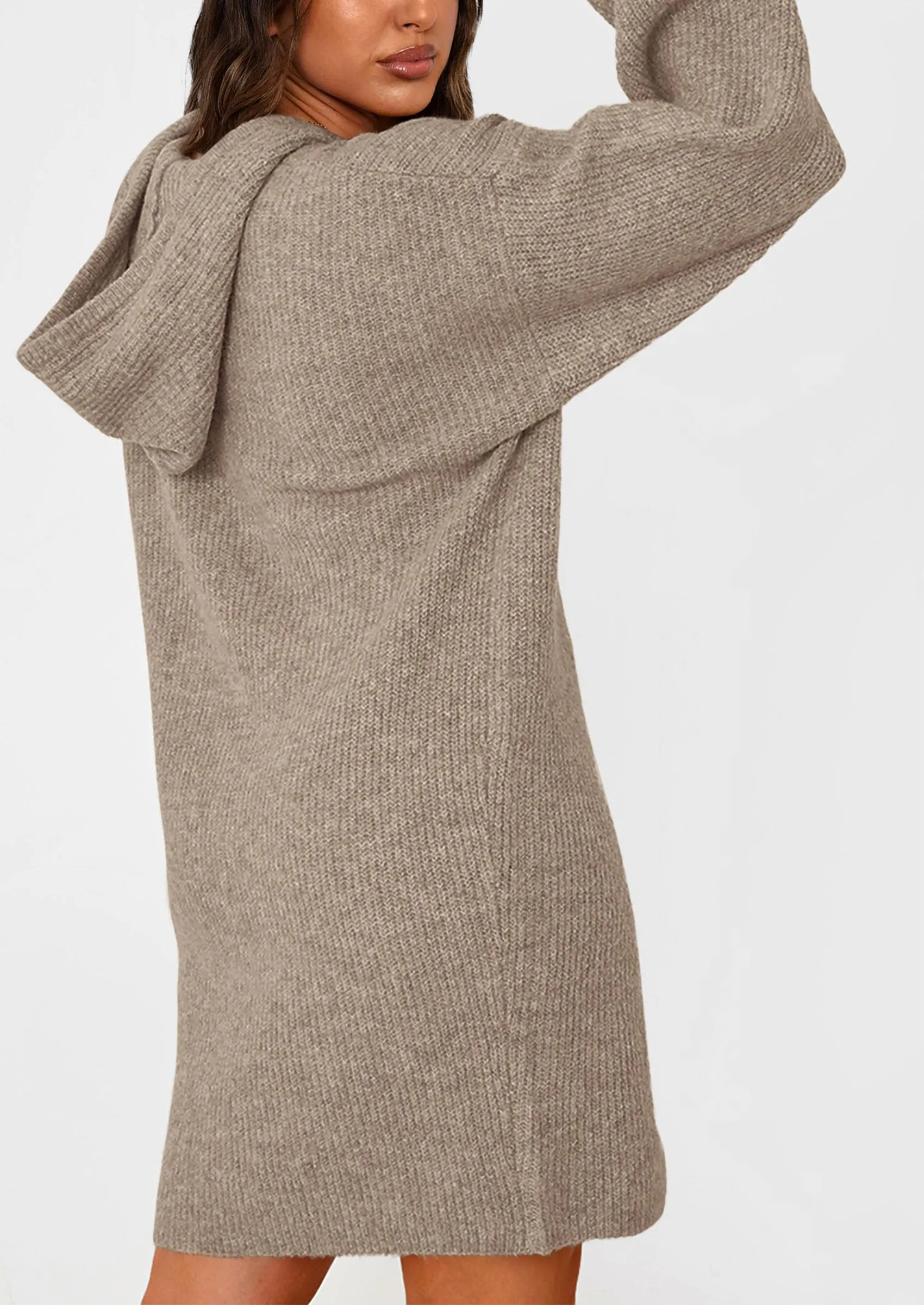 Knit Pullover Long Sleeve Hoodie Sweater Dress
