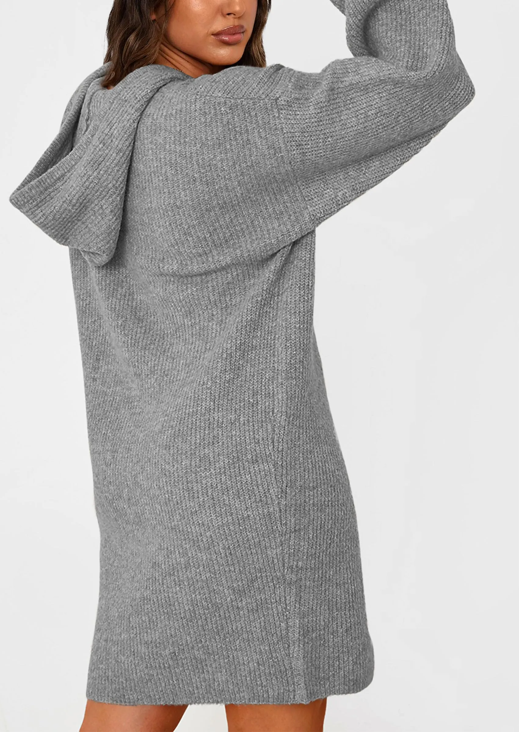 Knit Pullover Long Sleeve Hoodie Sweater Dress