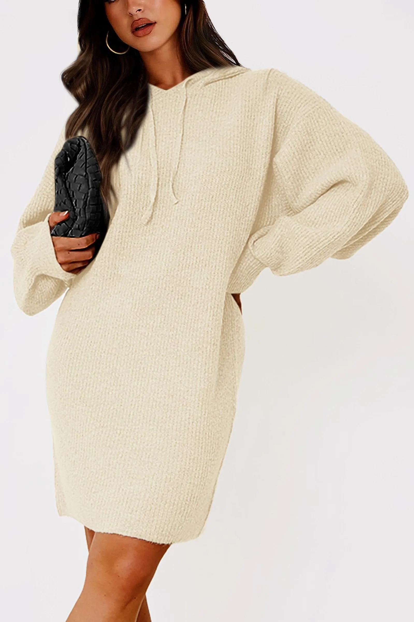 Knit Pullover Long Sleeve Hoodie Sweater Dress