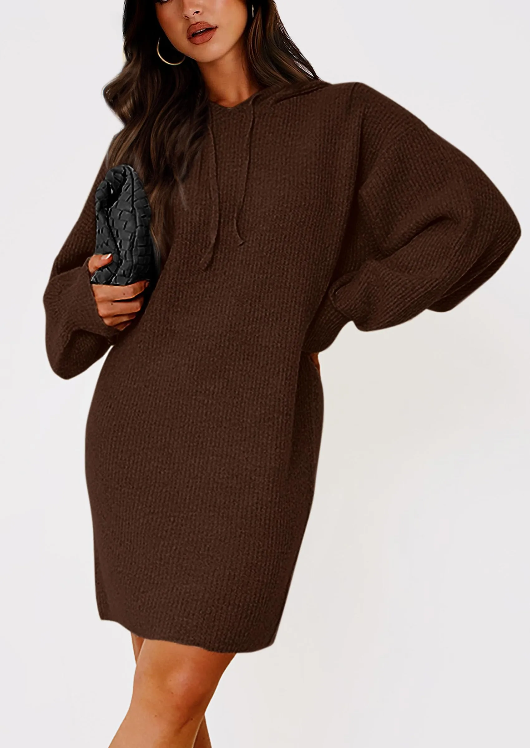 Knit Pullover Long Sleeve Hoodie Sweater Dress