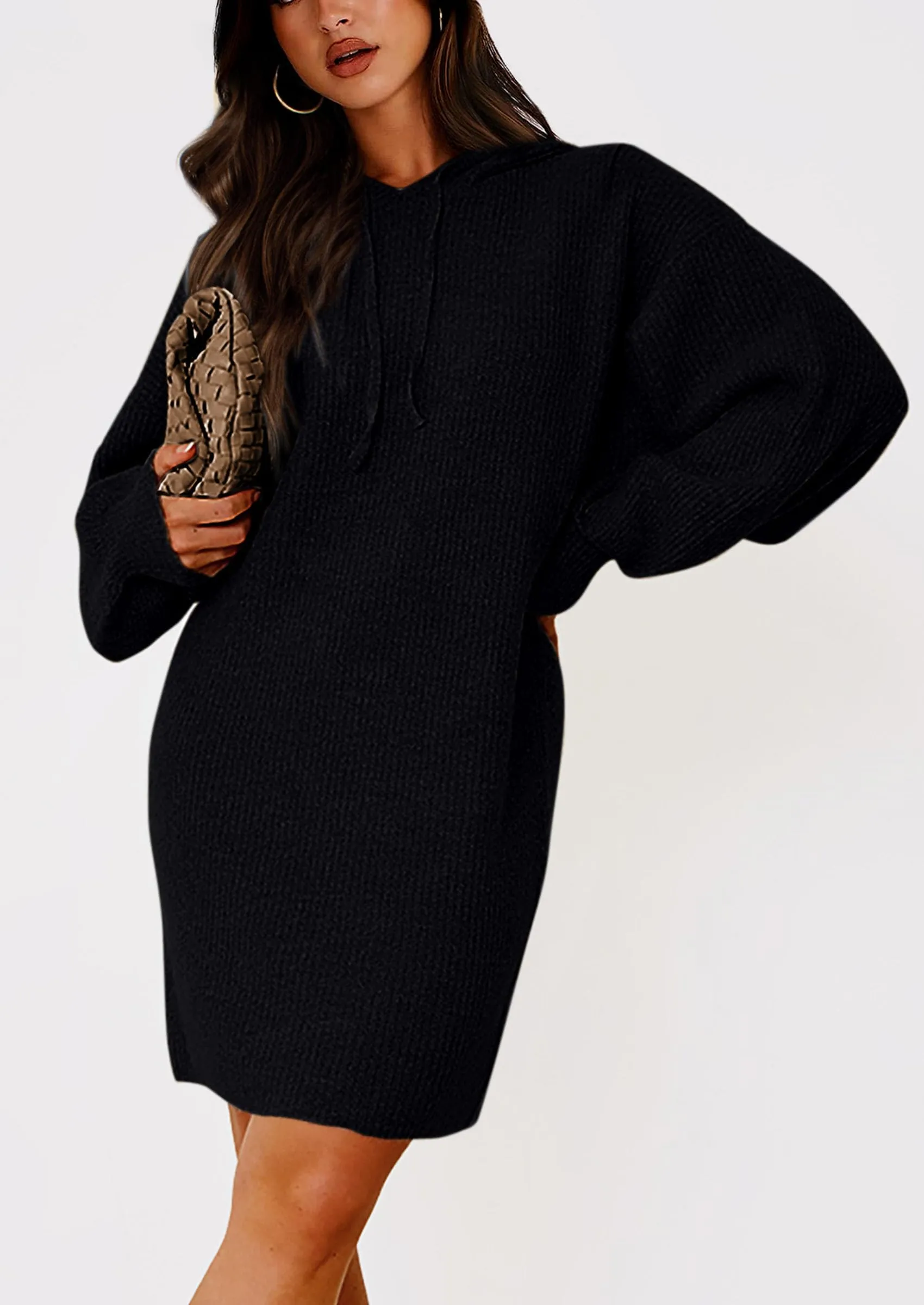 Knit Pullover Long Sleeve Hoodie Sweater Dress