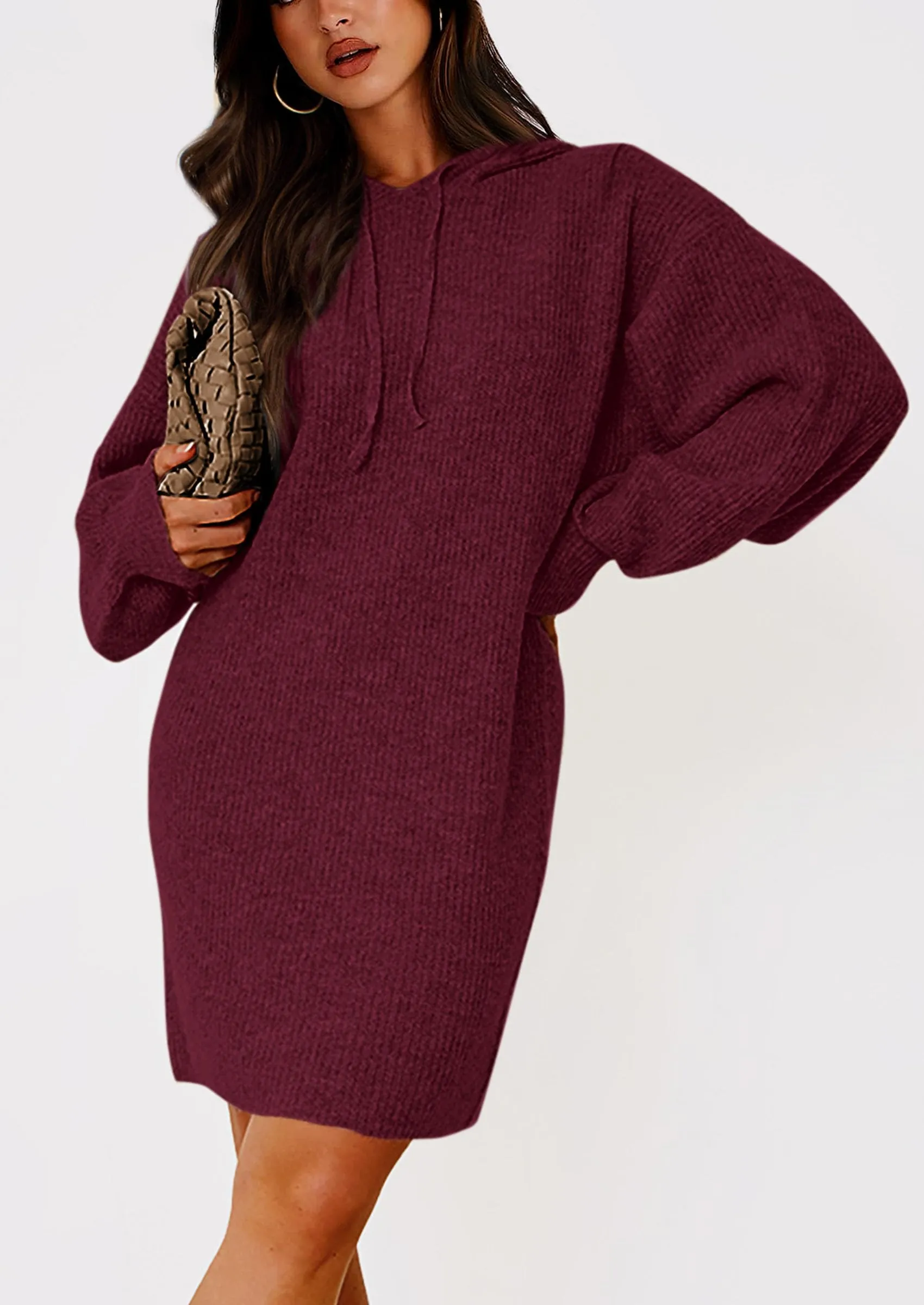 Knit Pullover Long Sleeve Hoodie Sweater Dress