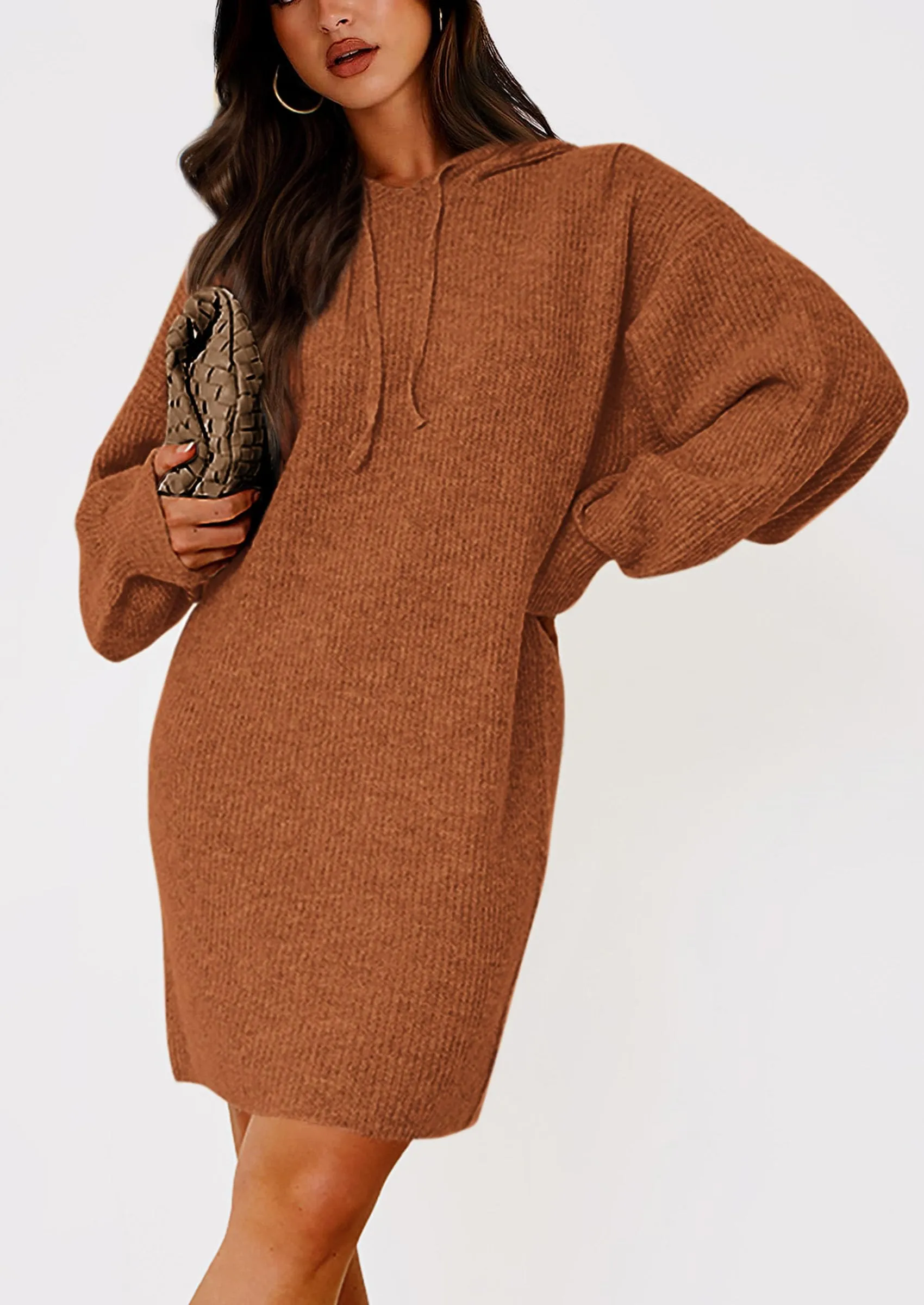 Knit Pullover Long Sleeve Hoodie Sweater Dress