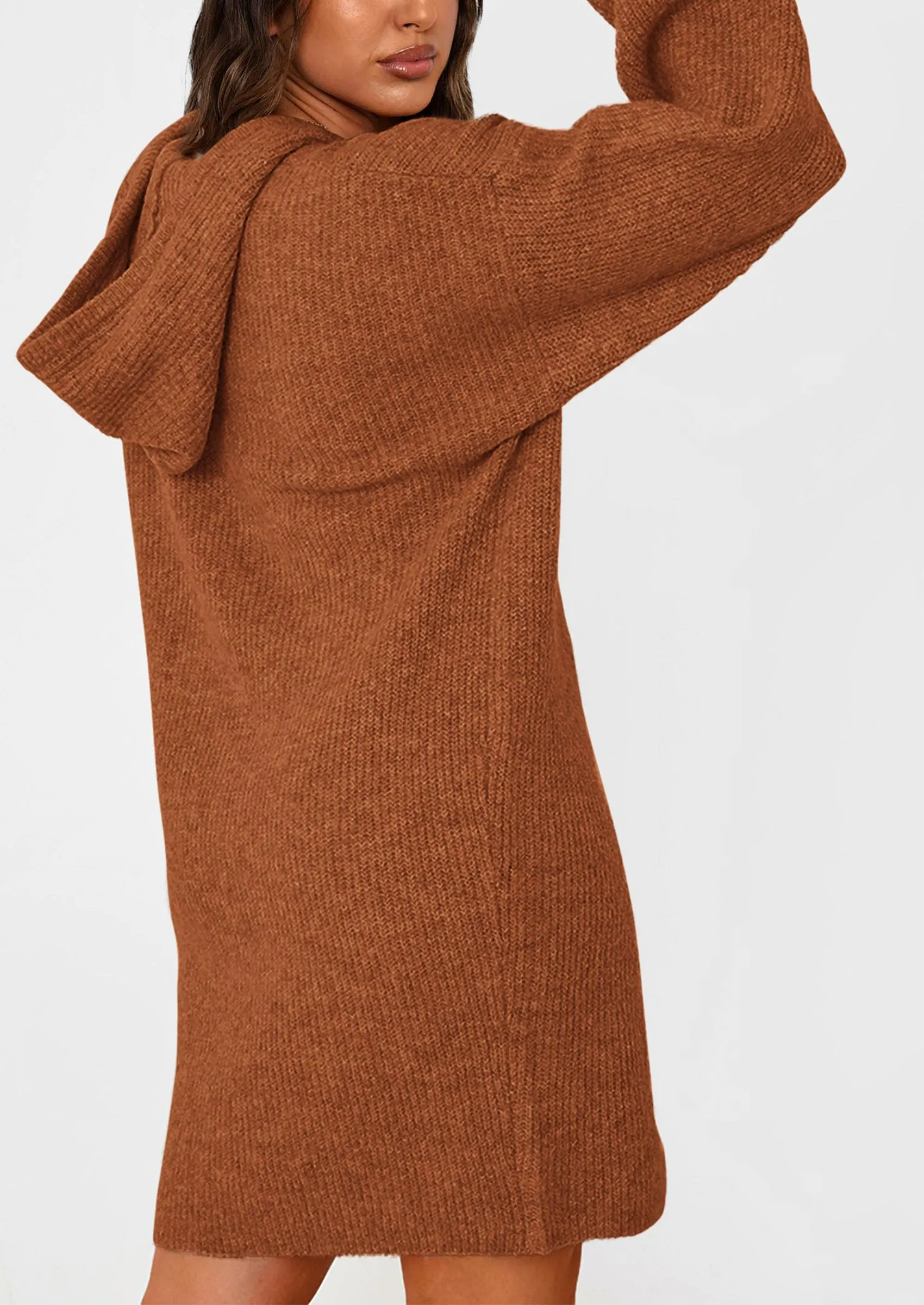 Knit Pullover Long Sleeve Hoodie Sweater Dress