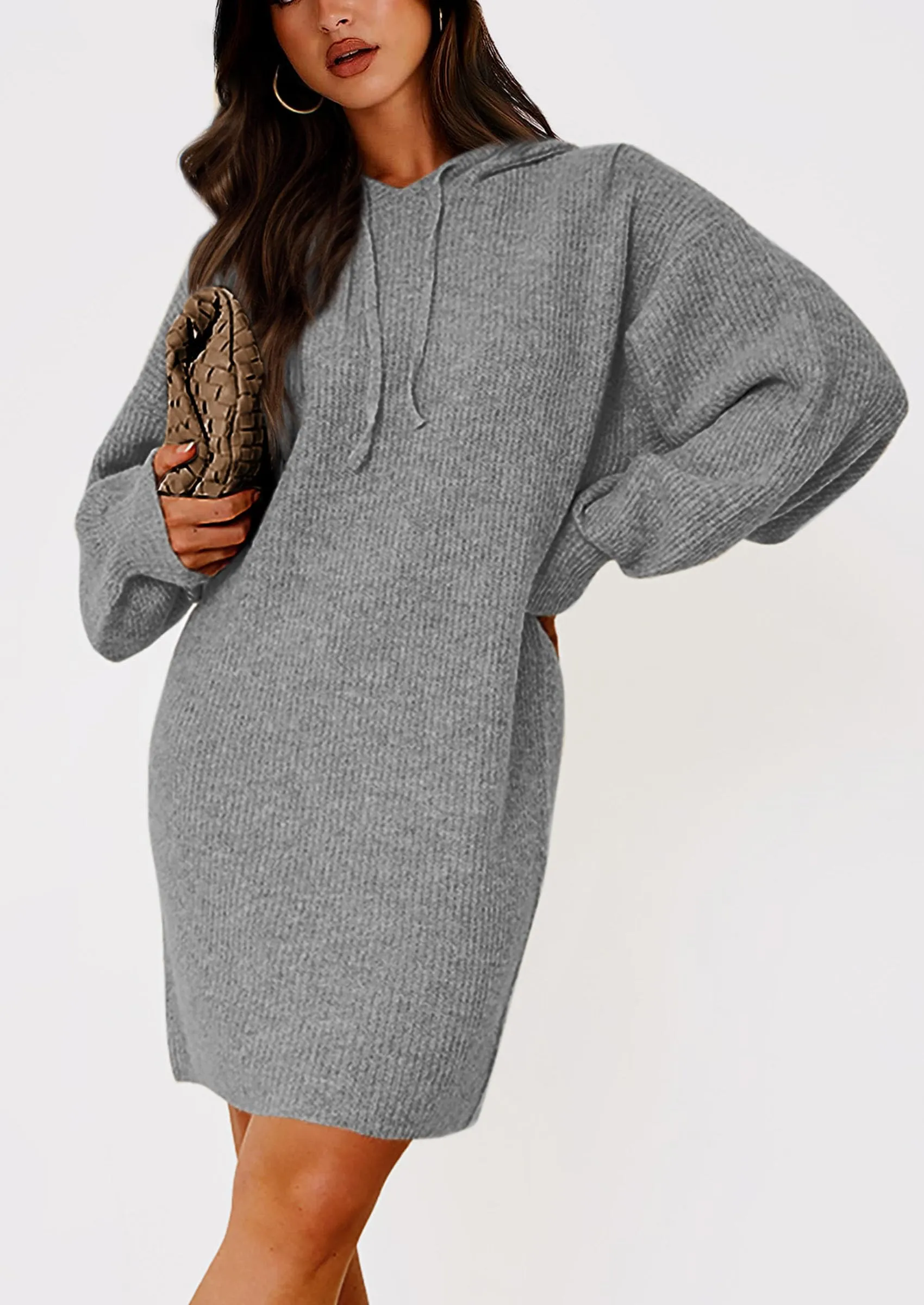 Knit Pullover Long Sleeve Hoodie Sweater Dress