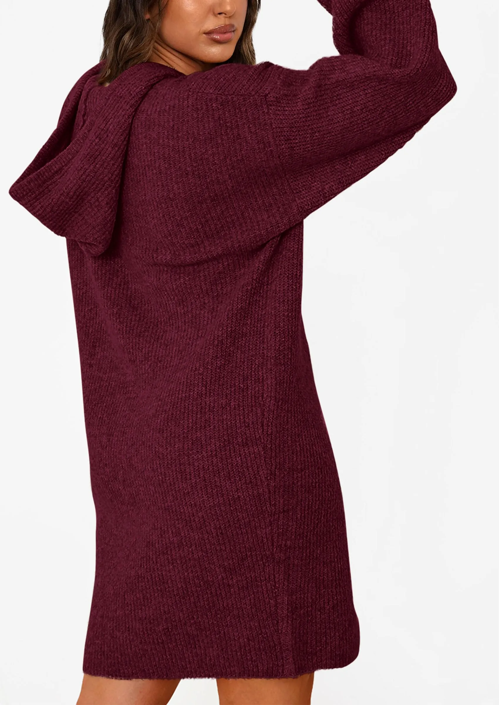 Knit Pullover Long Sleeve Hoodie Sweater Dress