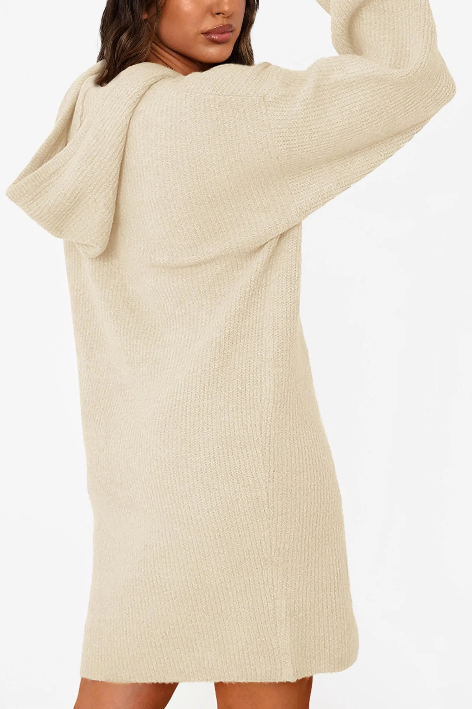 Knit Pullover Long Sleeve Hoodie Sweater Dress