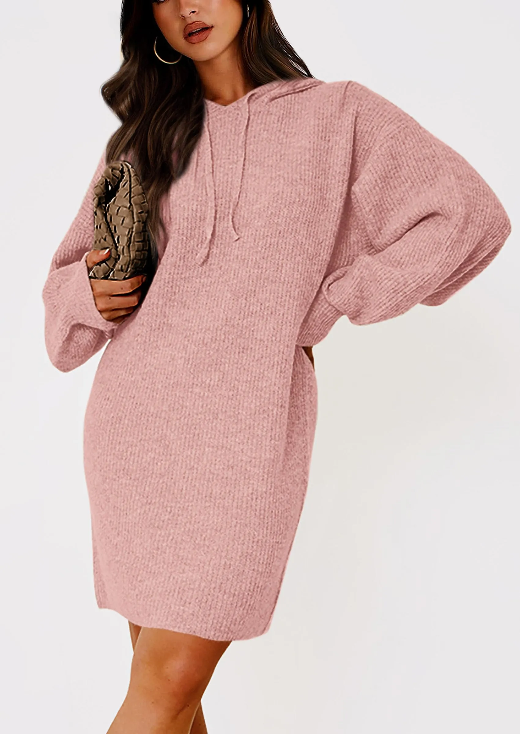 Knit Pullover Long Sleeve Hoodie Sweater Dress