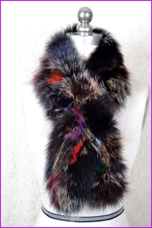 Knitted Natural Whole Fox Fur Scarf