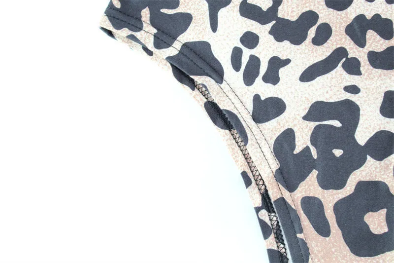 Leopard Print Long Sleeve Slim Fit Cutout Bodysuit