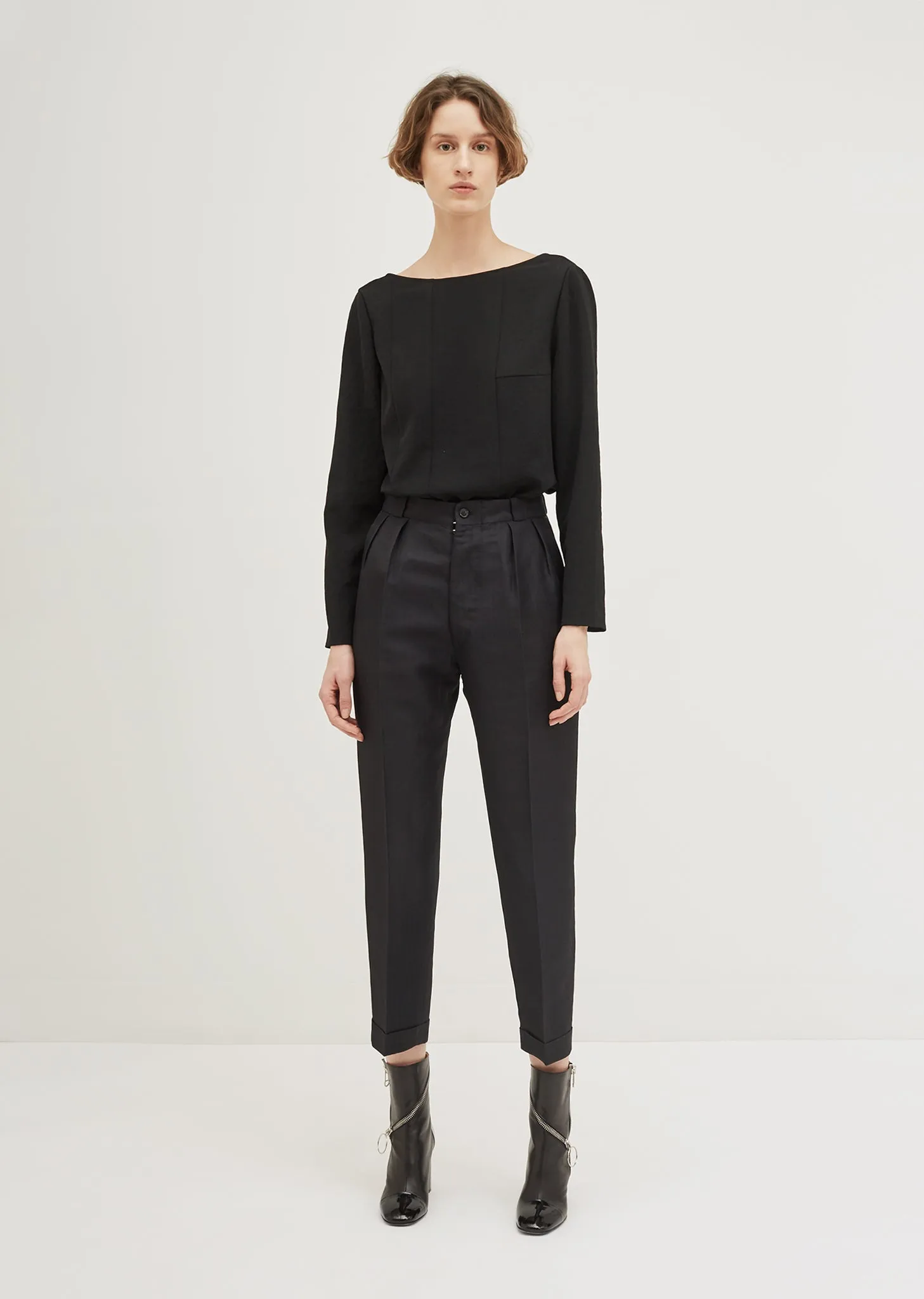 Linen Silk Herringbone Trouser