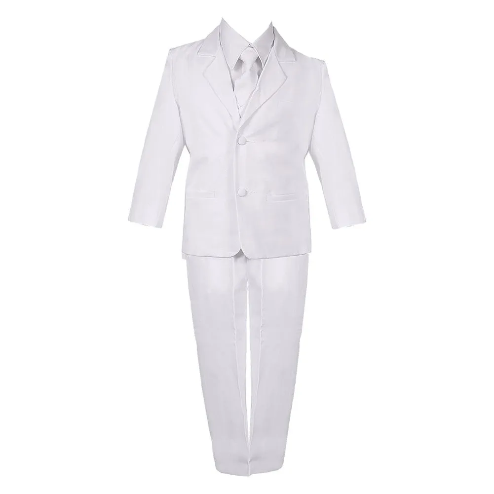Little Boys White 5 Piece Classic Vest Jacket Pants Special Occasion Suit 2-7