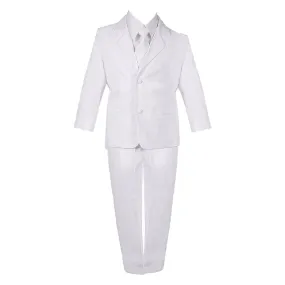 Little Boys White 5 Piece Classic Vest Jacket Pants Special Occasion Suit 2-7