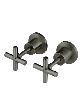 Meir | Shadow Gunmetal Round Cross Handle Jumper Valve Wall Top Assemblies