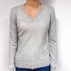 Mist Grey Cashmere V-Neck Jumper Extra Small