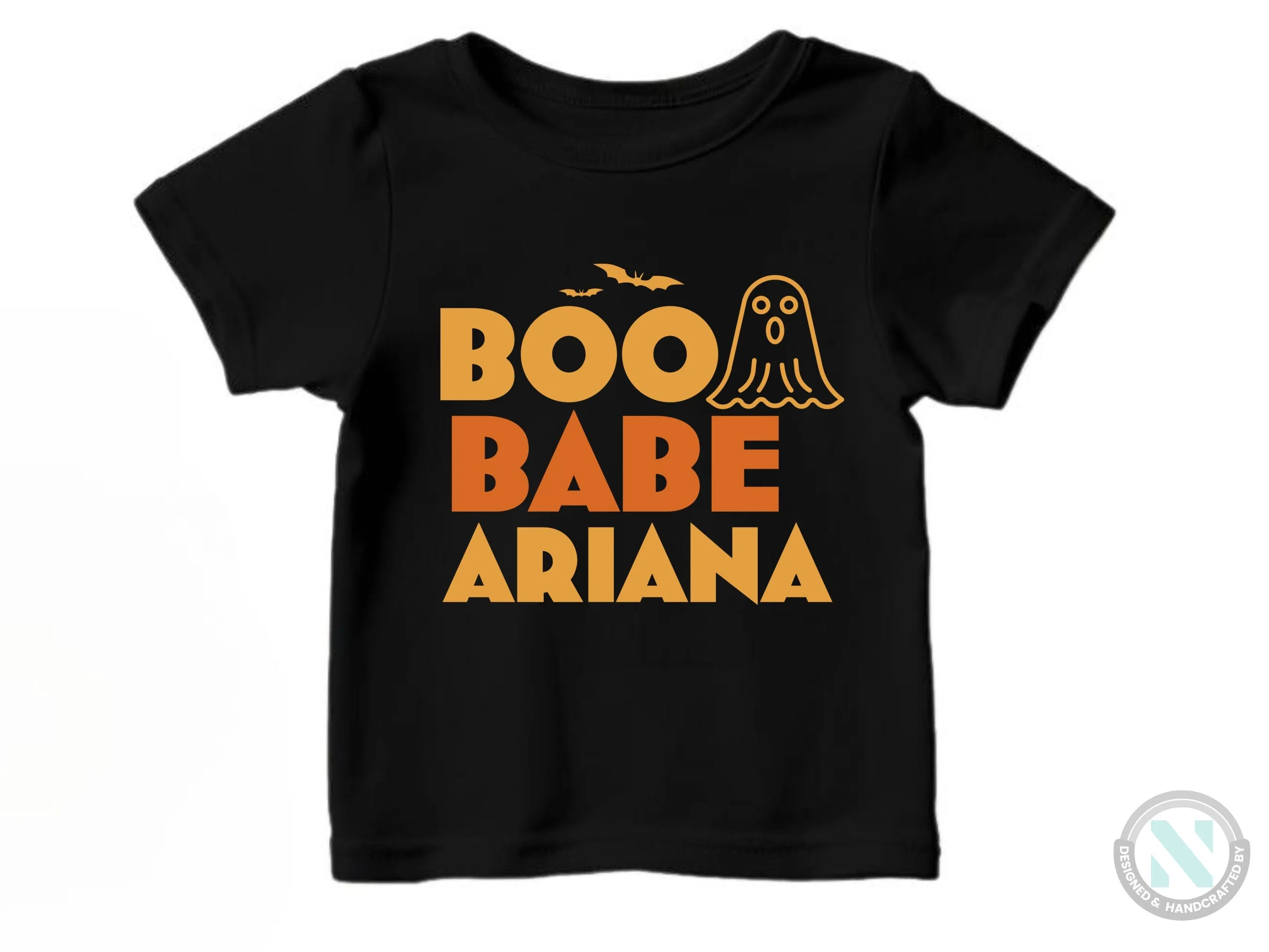 My First Halloween Custom Name Bodysuit Gift for Baby Girls with “BOO BABE”