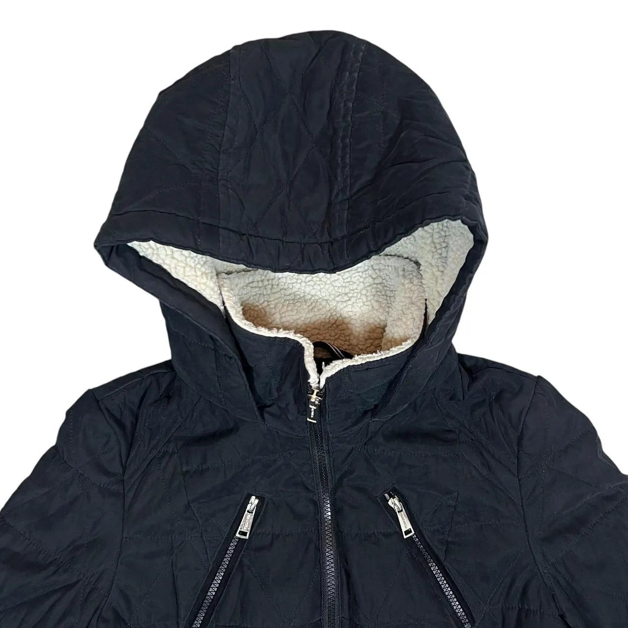 NAUTICA Sherpa Fleece Lined Hooded Lightly Padded Quilted Jacket