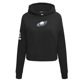 NFL PHILADELPHIA EAGLES CLASSIC WOMEN'S FLC CROPPED PO HOODIE (BLACK)