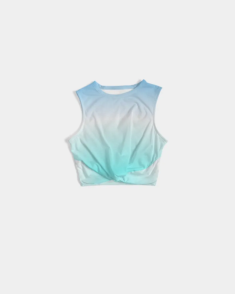 Ocean Blue Ombre Twist-Front Tank