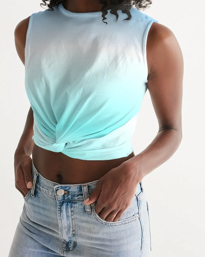 Ocean Blue Ombre Twist-Front Tank