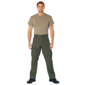 Olive Drab - Tactical Vintage Paratrooper BDU Pants Fatigues - Heavyweight Poly/Cotton - Zipper Fly