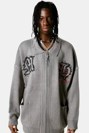 Over Size Cardigan With Zipper