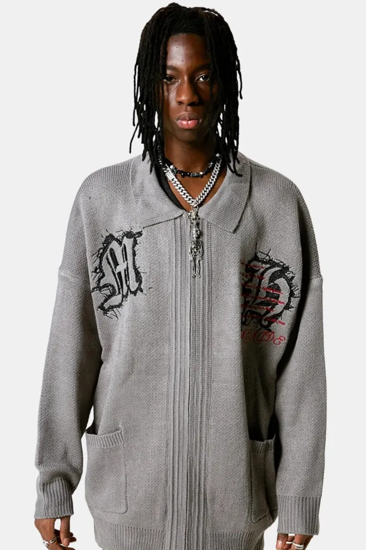 Over Size Cardigan With Zipper