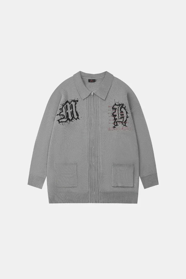 Over Size Cardigan With Zipper