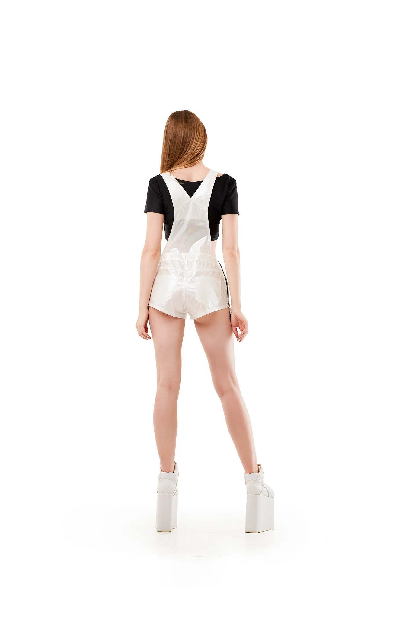 Overall shorts (White holographic melt)