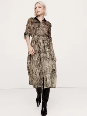 Oversized Snake-Print Midi Shirtdress