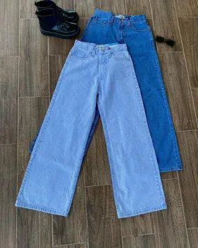 Pack of 2 wide leg jeans ice and mid blue