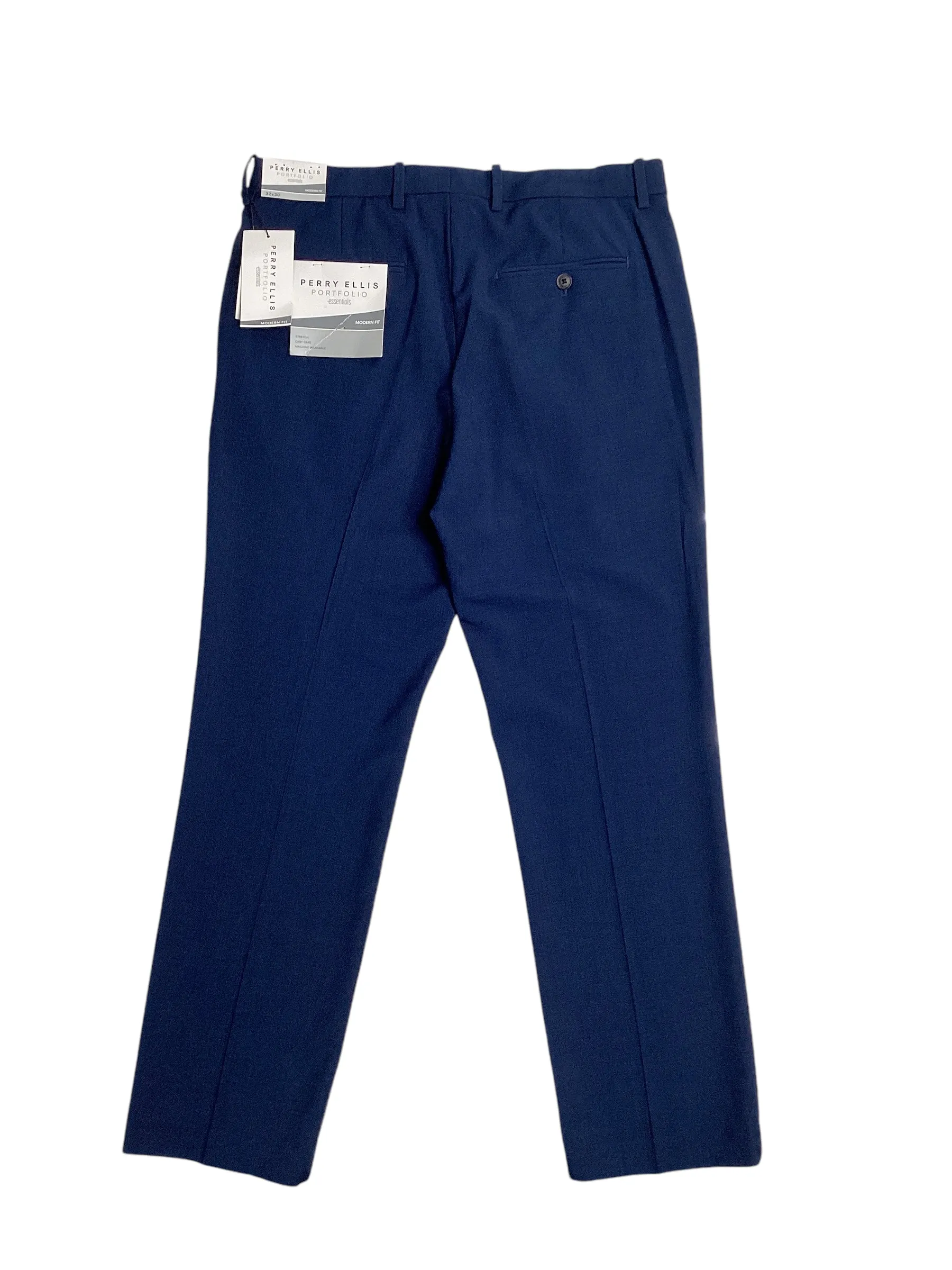 Perry Ellis Portfolio Mens Modern fit Dress Pants 30 / 30 Blue Solid