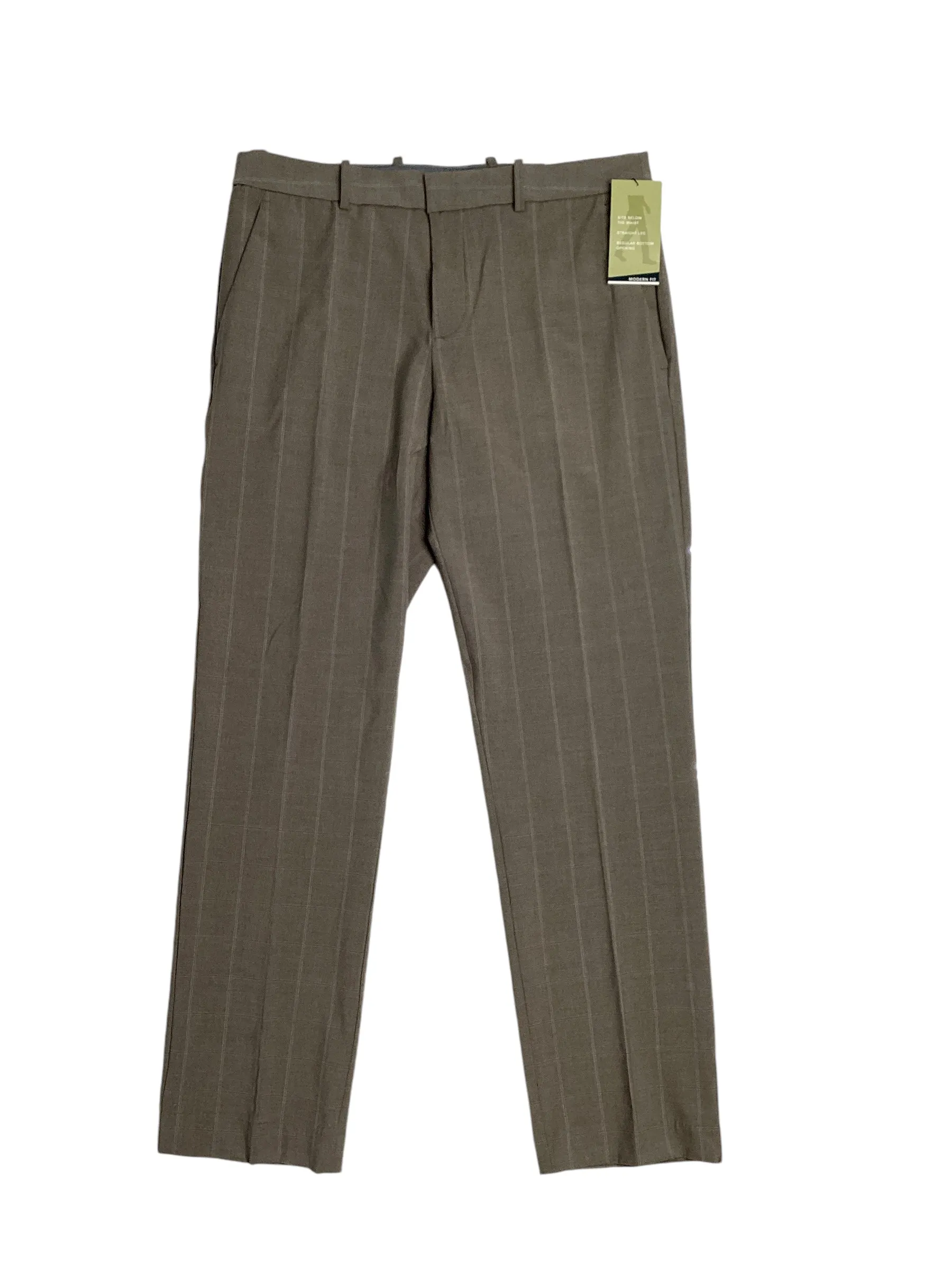Perry Ellis Portfolio Mens Modern fit Dress Pants 33 / 30 Beige Plaid Stretch
