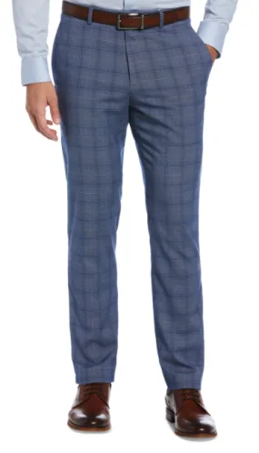 Perry Ellis Portfolio Mens Plaid Slim Fit Dress Pants Blue 34 x 34