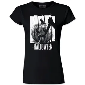 Pins & Bones Halloween Shirt, Pumpkin Shirt, Psycho Inspired Funny Women’s Top